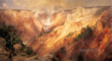 The Grand Canyon of the Yellowstone landscape Thomas Moran mountains Oil Paintings